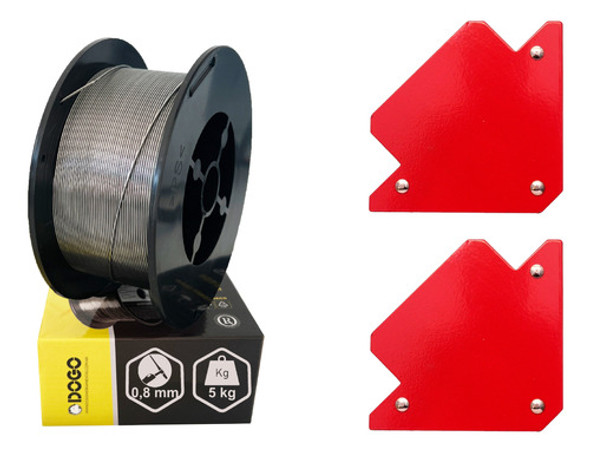 Alambre Flux 0,8mm Mig Sin Gas Rollo De 5 Kg + 2 Escuadras 0