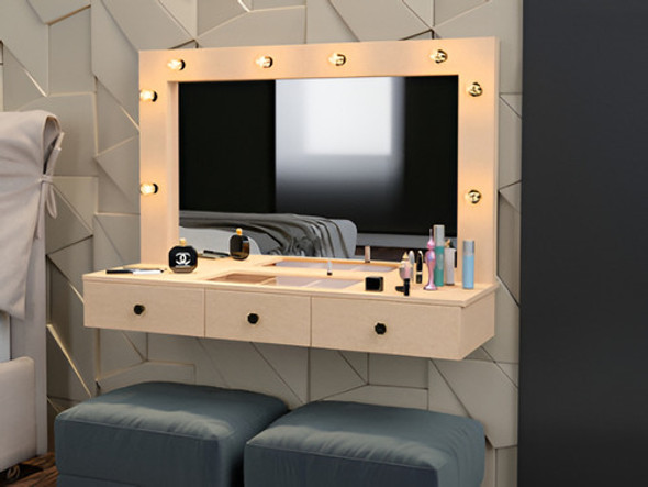 Penteadeira Suspensa Com Moldura Fiação E Puxadores Oferta 1