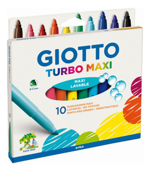 Marcadores Fibras Giotto Turbo Maxi Color X 10 Lavables 0