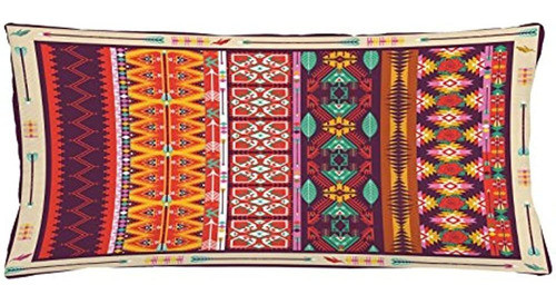 Almohada Cojín Azteca Azteca Cubierta Patrón Colorido Con Pá 0