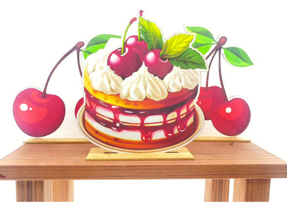 Kit Display De Mesa 6 Peças Para Festa Cereja Mdf 1