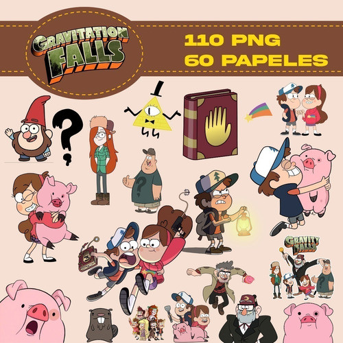 Kit Digital Gravity Falls Clipart Png + Papeles Digitales 0