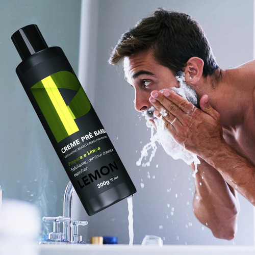 Creme Pré Barba Play Barber 300g Lemon Limpeza E Hidratação 1