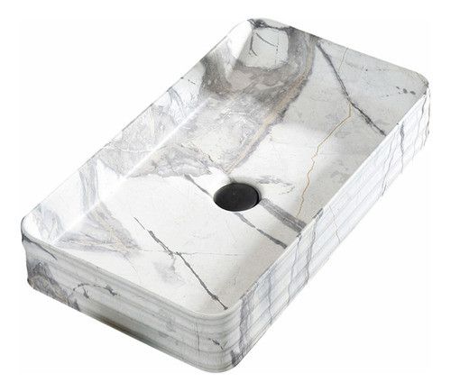 Bacha Rectangular De Apoyo De Loza Marmolada Con Desague Neg 0