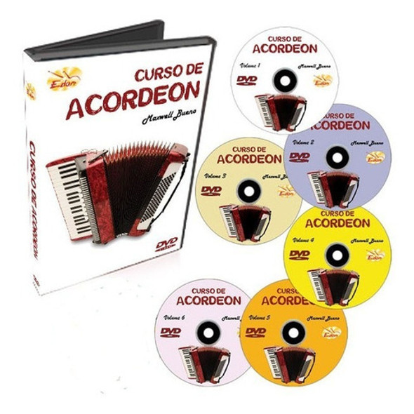 Coleção Curso Acordeon E Sanfona Iniciantes 6 Dvds-original 0