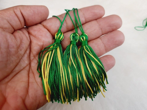 Tassel Pingente Franja Verde E Amarelo Kit 5 Unidades 0