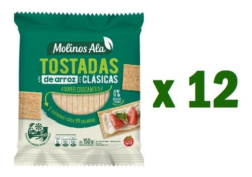 12 Paquetes Tostadas De Arroz Clásicas Molinos Ala - Dw 0