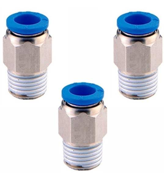 Conexão Pneumática Reta Macho Rosca 1/4 Tubo 6mm Npt - 3 Pçs 0