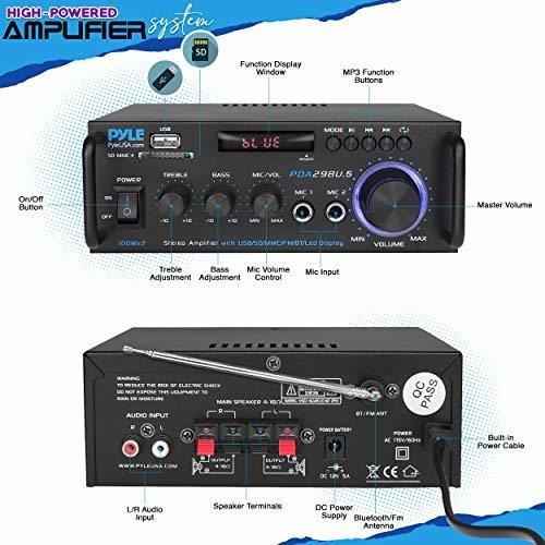 Pyle Wireless Bluetooth Stereo Power Amplifier - 200w Dual C 1