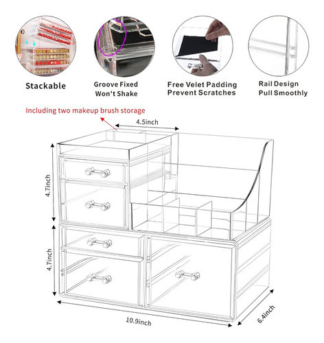 Pengke Clear Makeup Organizer Con Cajones, Estuche De Almace 1