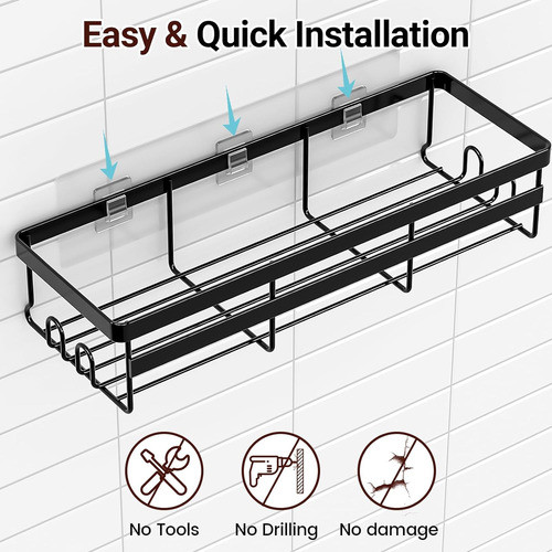 Organizador Ducha Adhesivo Wowbox 2 Unidades Negro 1