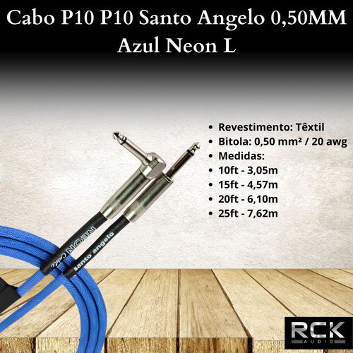 Cabo P10 P10 Santo Angelo 0,50mm Azul Neon L - 25ft - 7,62m 1