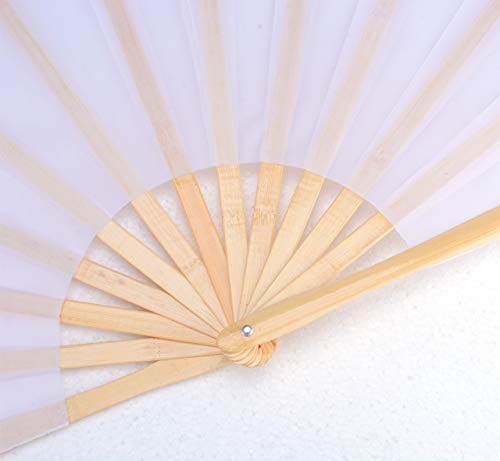 Abanico De Mano En Bambu Y Tela 33 Largo X 64 Cm De Ancho Bl 1