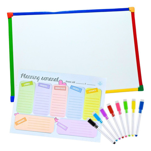 Pizarramagnetica 60 X 40 + Planificador Semanal + Marcadores 0