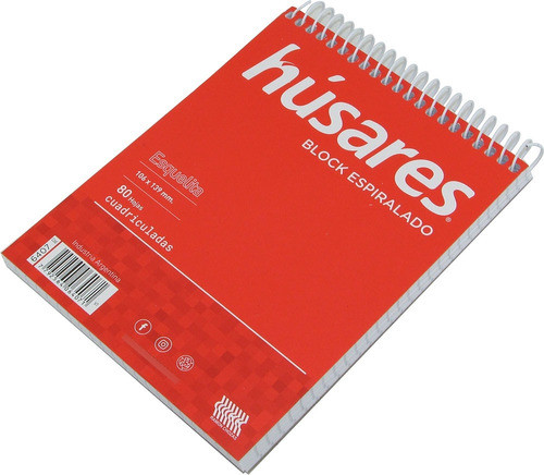 Block Espiral A6 Husares 6407 - 80hs Cuadriculadas- Pack X12 0