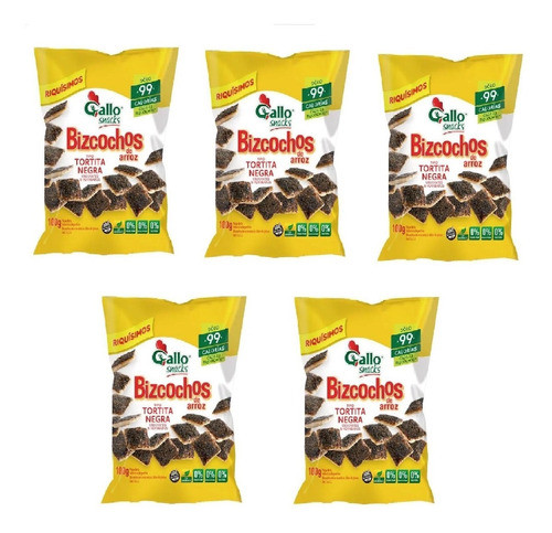 Pack X 5 Bizcochos Tortitas Negras Gallo X 100grs Celiacos 0