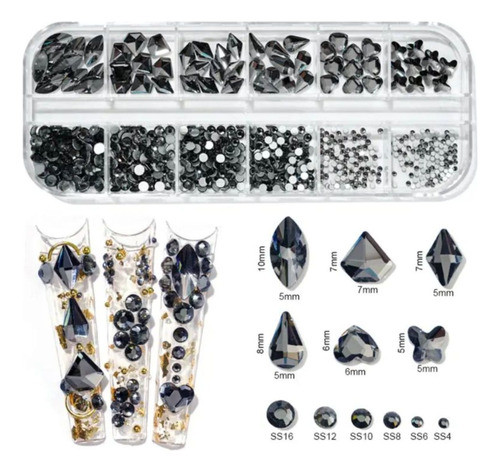 Strass Para Decoração Unha Nail Art Pedrinhas Pretas 1
