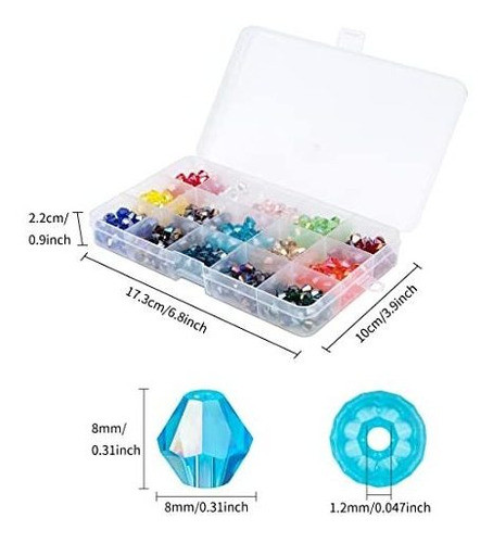 Cuentas De Cristal 8mm  Bicono Para Pulseras/aros 450u 15col 1