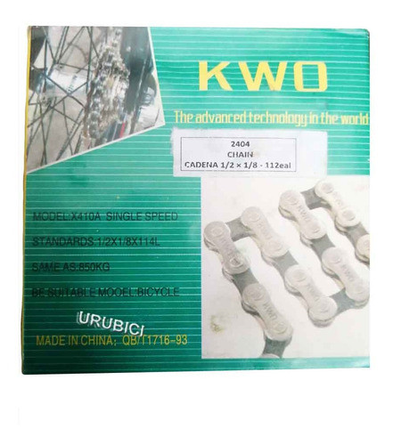 Cadena De Bicicleta 1 Velocidad. 114 Eslabones. Kwo. 1