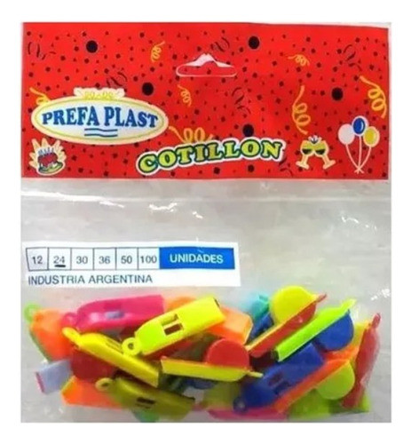Pitos Fluor X24 Unidades Cotillon Fiesta Prefa Plast 1