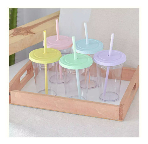 5 Vaso Acrílico Transparente Candy 500cc 0
