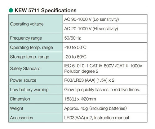 Detector Voltaje Lapiz Óptico Acústico Luz Kyoritsu Kew-5711 1