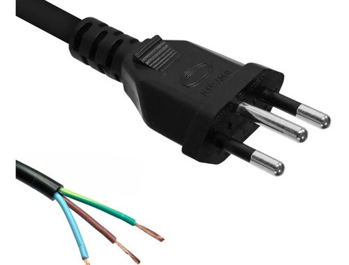 Cabo De Força Tripolar 3x2,50mm Plugue 10 Amperes 1,50m 0