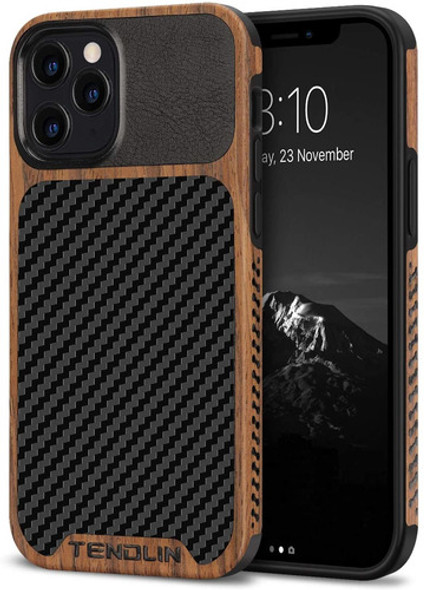 Funda Para iPhone 12 Pro Max, Madera/cuero/negro/resistente 0