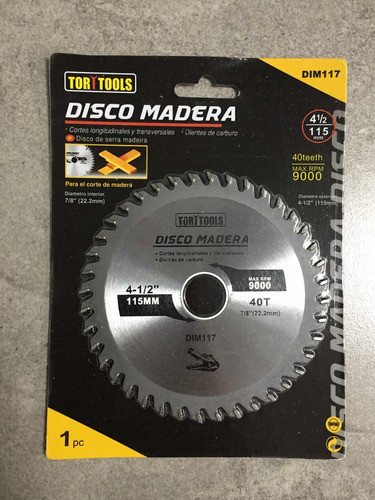 Disco Para Madera De 4 1/2 40 Dientes. 1