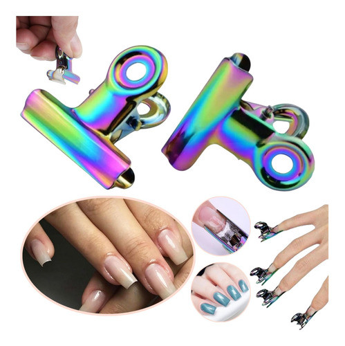 X2 Broches Sujetador Para Curvatura C Uñas Esculpidas Metal 0