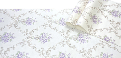 Papel De Parede Alto Padrão Flores Lilás Quarto Sala Menina 1