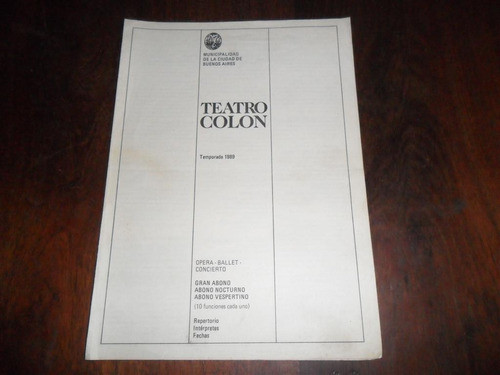 Teatro Colon 1989 Escorial Wozzwck La Rondine Adonias Fausto 0