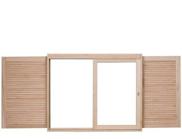 Janela De Madeira Veneziana 120x120cm Com Caixilho 12cm  Ewk 1