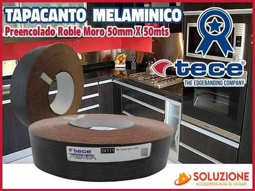Filo Melaminico Preencolado Roble Moro 50mm X 50mts Tece 1