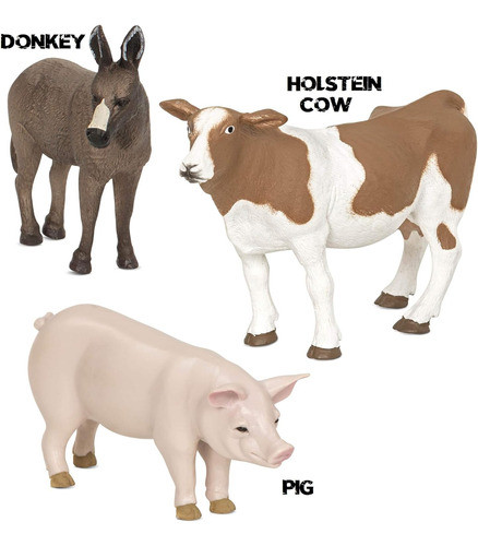Figuras Animales Granja: Burro, Vaca Holstein, Cerdo 3 Años+ 1