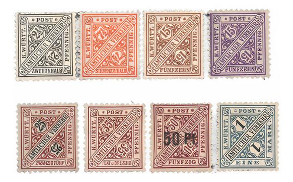 Wurtemberg (alemania) 8 Sellos Uso Oficial Cifras Año 1916 0