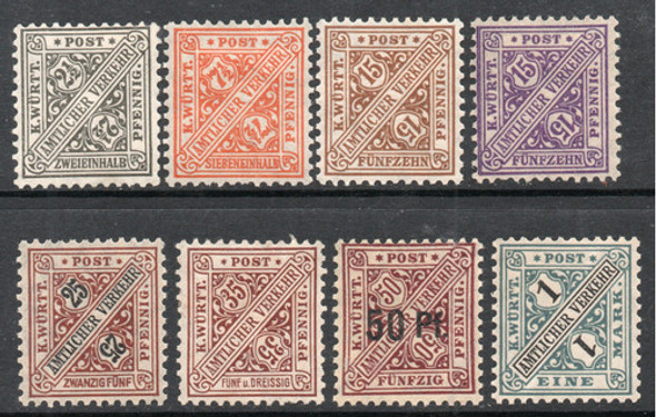 Wurtemberg (alemania) 8 Sellos Uso Oficial Cifras Año 1916 1