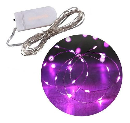 Alambre Guirnalda Led Rosa Fucsia 3 Mts Pilas Decoracion 0