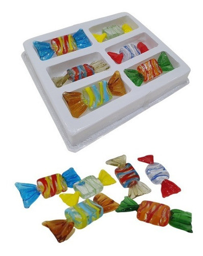 Caramelos Decorativos De Vidrio En Colores Pack X 6 Unidades 0