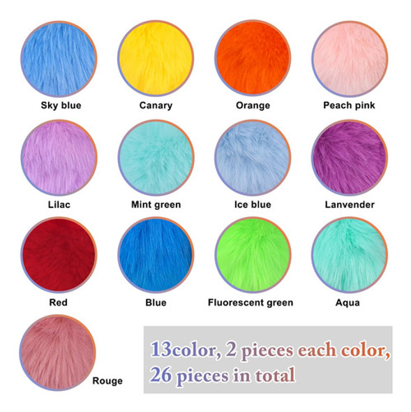 Pompones De Piel De Conejo Sintetica 8cm 26u 13tonos 1