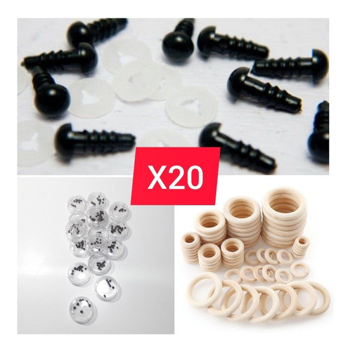 Combo Para Armar Sonajero Argolla 55mm Cajita Sonajero Ojos 1