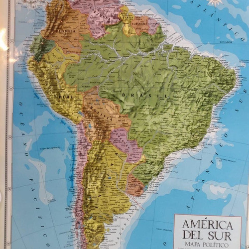 Mapa Mural América Del Sur Político Laminado Envarillado 0