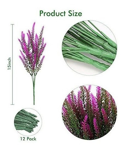 12 Flores Artificiales De Lavanda Realista - Fucsia 1