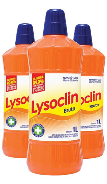Kit 3 Desinfetante Multiuso 1 Litro Lysoclin Bruto 0