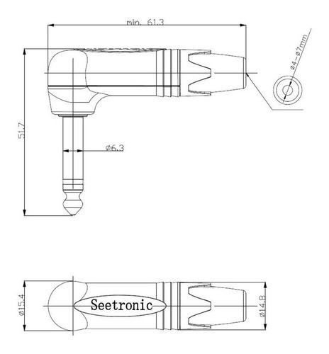 Ficha Plug Mono Metálico Angular Seetronic Sp2rx 1