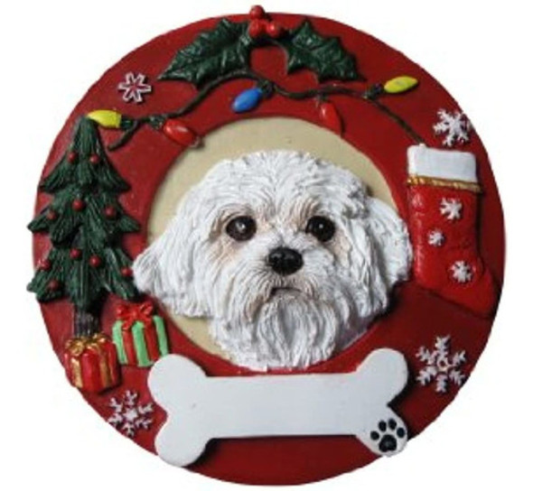 Maltesse Puppycut Navidad Ornamento Guirnalda En Forma De De 0