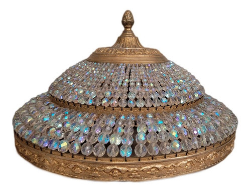 Plafon Estilo Frances De Cristal Checo Iridiscente - 36 X 20 0