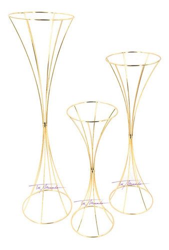 Pedestal Ondulado 1 Unidad     20 X 65 Cm Dorado 1