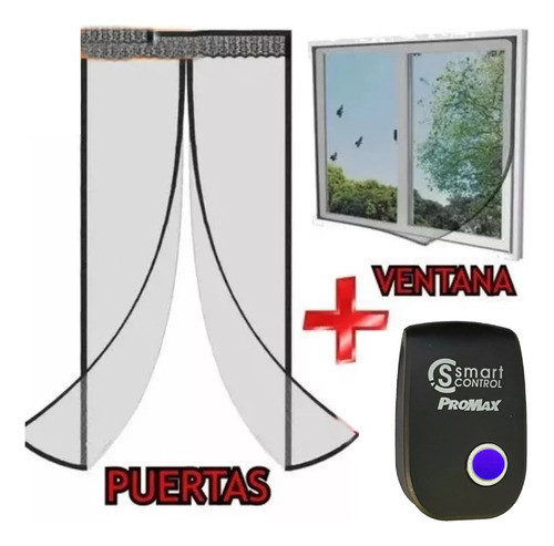 Puerta Mosquitero Magentica + Cortina Ventana + Repelente Sc 0