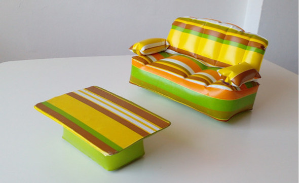 Oferta ! Barbie Muebles Puff 'n Play Inflables 1970s 1